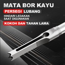 Mata Bor Bobok Kayu Square Auger Hole Drill Bit Set Bits HSS Wood Mortising Chisel Hollow Mortice 1/4 5/16 3/8 1/2 Lubang Bahan Baja Kerajinan Kotak Persegi Pahat Kayu Kunci Kusen