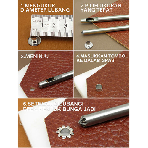 Pembolong Mata Ikan Kulit 3-12mm Alat Pembolong  Kulit Metal Pelubang Kulit Plong Kulit Leathercraft Hole Punches Tool Hollow Punch Alat Kerajinan Kulit