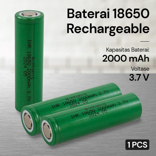 Wintonic Baterai 18650 2000mAh Hijau Batre Refill BP265 Isi Ulang V80