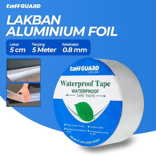Lakban Aluminium Foil Butyl 0.8 mm Waterproof 5cm x 5m Tape Tebal Taff