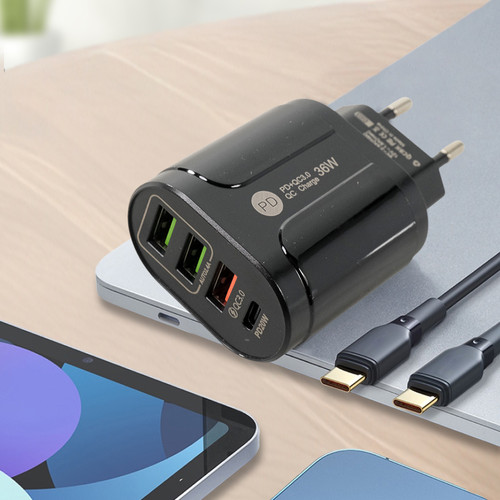 BK385 Fast Charger 4 Port USB A QC 3.0 EU Plug Isi Daya Cepat Charging