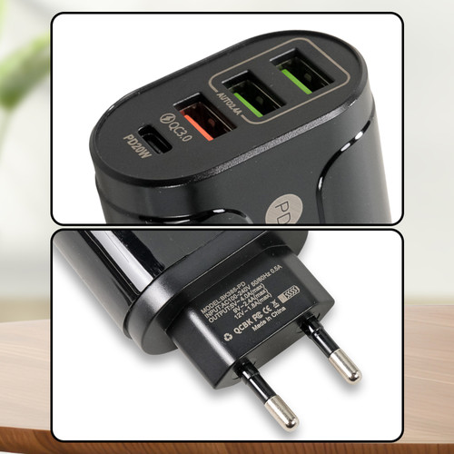 BK385 Fast Charger 4 Port USB A QC 3.0 EU Plug Isi Daya Cepat Charging