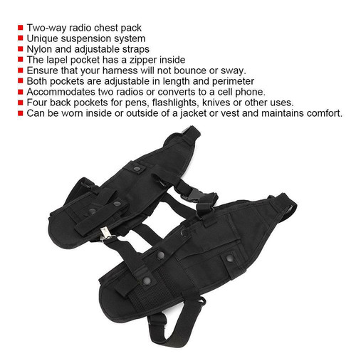 RHT77 Tas Radio Depan Chest Harness Pouch Walkie Talkie Sarung Rompi