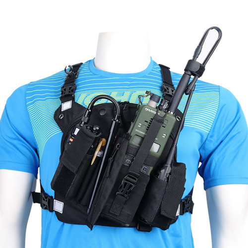 RHT5 Rompi HT Vest Walkie Talkie Bag Tas Radio Case Hitam Hitam