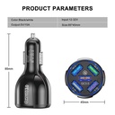BK-355 Charger Mobil USB 5 Port QC 3.0 Car Lighter Slot 1.8A 15A Hitam
