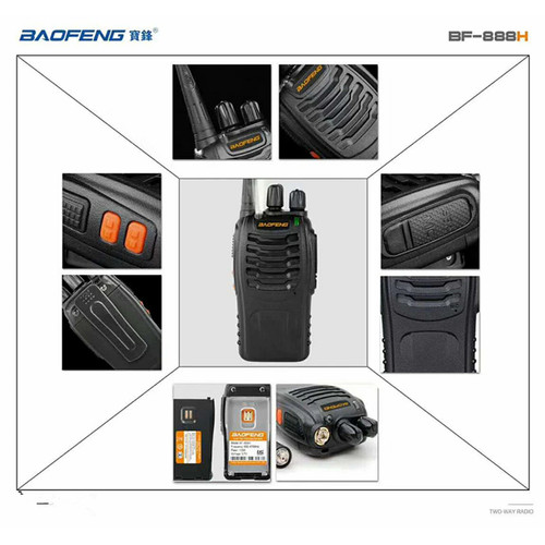 Sepasang Baofeng BF-888H HT UHF Walkie Talkie BF888H BF888 BF 888H