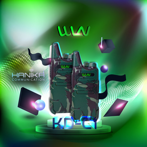 Sepasang WLN KD-C1 Walkie Talkie UHF Hijau Loreng Army Garansi KDC1