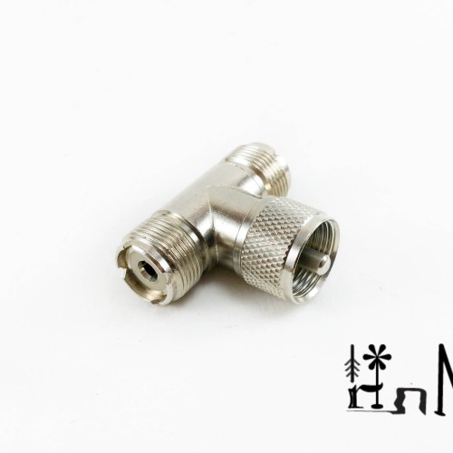 Konektor T 2x PL Female to PL Male Connector Sambungan ke PL-259