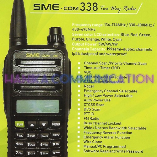 SME COM 338 HT UHF 400-470 MHz Garansi Resmi Single Band Two Way Radio
