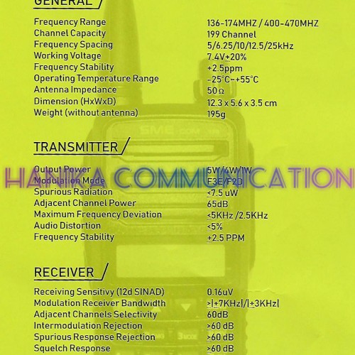 SME COM 338 HT UHF 330-400 MHz Garansi Resmi Single Band Two Way Radio