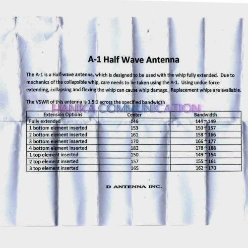 D Antenna A-1 Antena HT VHF BNC Male V80 ICV80 IC-V80 KD14 A1 KD-14