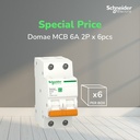 (Isi 6pcs) Schneider Electric NEW DOMAE MCB 6A 2P - DOMF01206