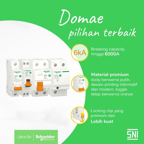 (Isi 6pcs) Schneider Electric Domae MCB 2P C 63A - DOMF01263