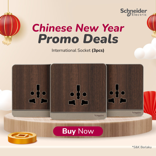 Schneider Electric AvatarOn Wood Stop Kontak International 1 gang - E83426TS_WD (3pcs)
