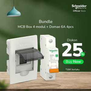 Schneider Electric MCB Box 4 Modul - DOMH12104F (1pcs) + MCB Domae 6A 1P - DOMF01106 (4pcs)