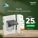 Schneider Electric MCB Box 4 Modul - DOMH12104F (1pcs) + MCB Domae 6A 1P - DOMF01106 (4pcs)
