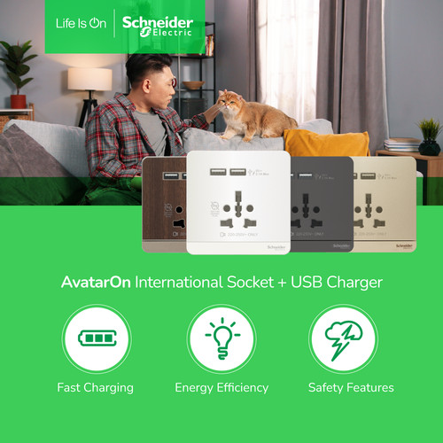 Schneider Electric AvatarOn Int Socket 16A USB 2.1A - E8342616USB_WE