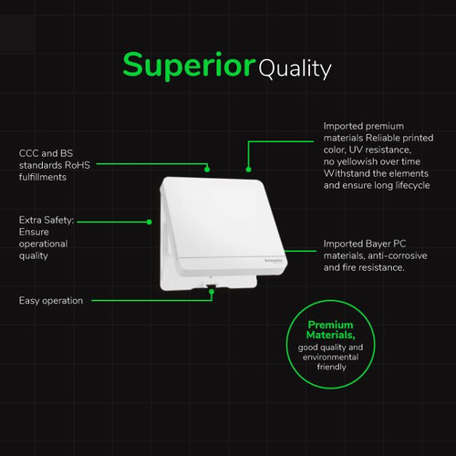 Schneider Electric AvatarOn Saklar Lampu Dark Grey - 4 Gang 1 Arah