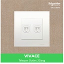 Schneider Electric Vivace 2 Gang Telepon Outlet, Penutup - KB32TS