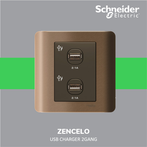 Schneider Electric ZENcelo USB Charger 2 Gang - E8432USB_SZ