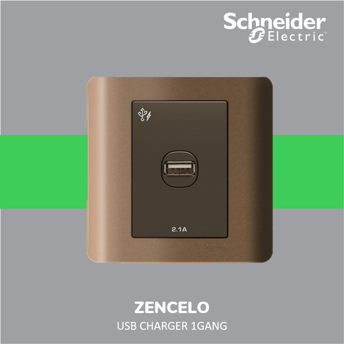 Schneider Electric ZENcelo USB Charger 1 Gang - E8431USB_SZ