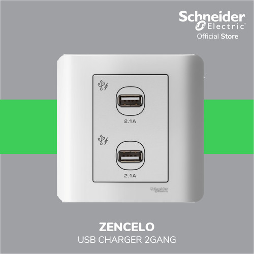 Schneider Electric ZENcelo USB Charger 2 Gang - E8432USB_WE