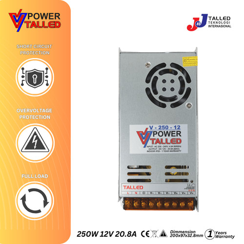POWER SUPPLY VPOWER INDOOR 12V 5A 10A 16.6A 20.8A 30A 33.3A TALLED