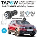 CAR CHARGER 2PORT USB QUICK CHARGING 3.0 TAPOW AUFC017-BLU