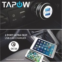 CAR CHARGER 2PORT USB QUICK CHARGING 3.0 TAPOW AUFC017-BLK