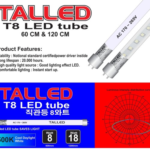 LAMPU TL TUBE LED T8 TALLED 1 BOX ISI 30PCS 18W