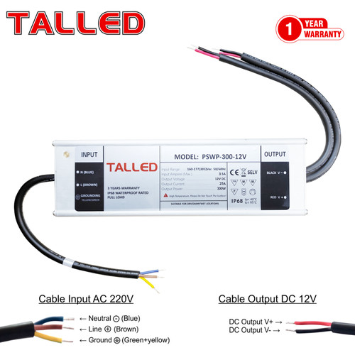 POWER SUPPLY 12V 300W 25A TALLED - OUTDOOR / WATERPROOF GARANSI 3 THN