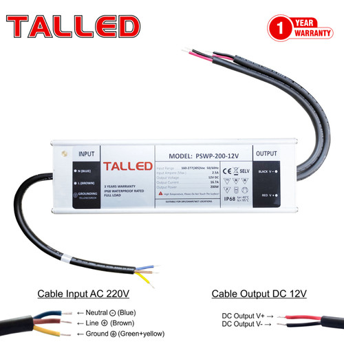 POWER SUPPLY 12V 16.6A 200W OUTDOOR / WATERPROOF TALLED GARANSI 3 THN