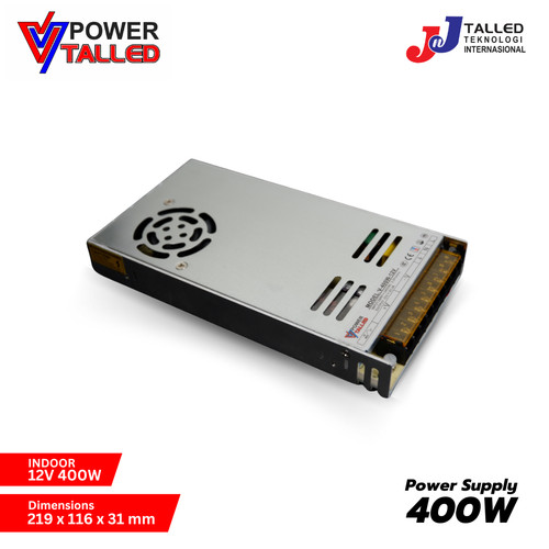 POWER SUPPLY 12V 33.3A 400W INDOOR SLIM TALLED GARANSI 1 THN - TERBAIK