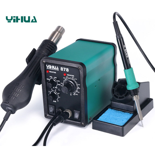 Yihua 878 Blower Solder Uap Hot Air Gun Analog 2 IN 1 Solder Station