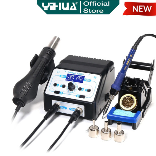Yihua 938BD+-I Blower Solder Uap Hot Air Gun 2 IN 1 Solder Station ORI