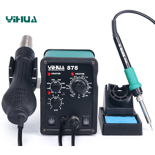 Yihua 878 Blower Solder Uap Hot Air Gun Analog 2 IN 1 Solder Station