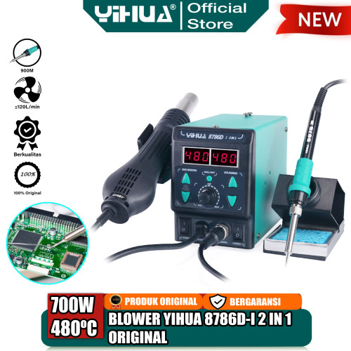 Yihua 8786D-I Blower Uap Hot Air 2 IN 1 Soldering Station Digital ORI