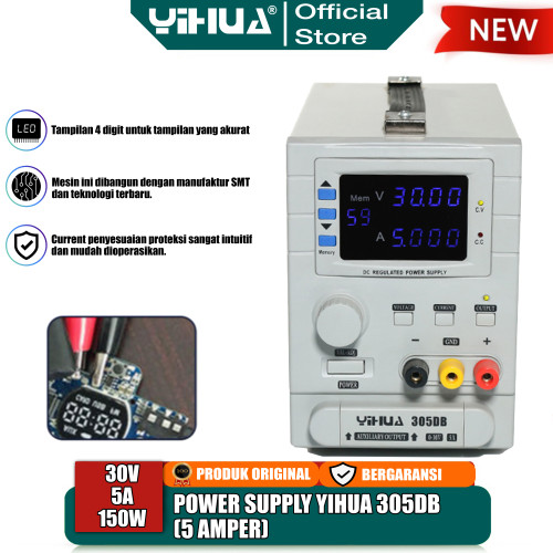 Yihua 305DB Power Supply Digital 5A 30V Repair Penghancur Short Ori
