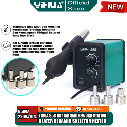 Yihua 858 Blower Solder Uap Hot Air SMD Rework Analog Station Original