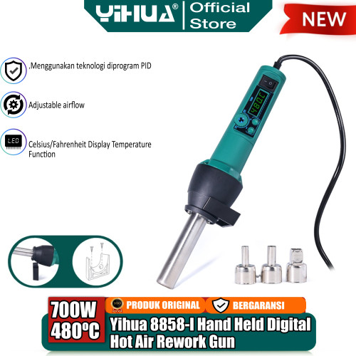Yihua 8858-I Digital Blower Portable Solder Uap Hot Air Gun Rework ORI