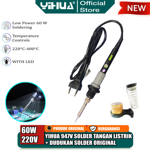 Yihua 947V Solder Tangan Listrik Ajustable Temperature 60W + Dudukan