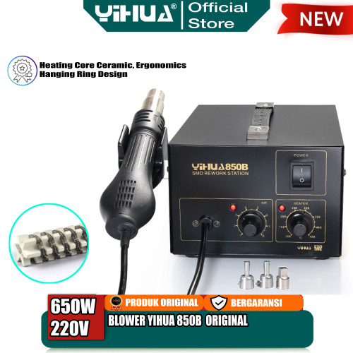 Yihua 850B Blower Solder Uap Analog Hot Air Gun SMD Rework Original
