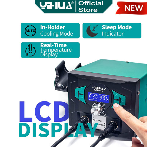 Yihua 938BD+-II Blower Solder Uap Hot Air Gun Soldering Station 110W