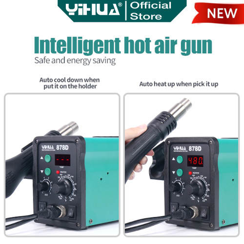 Yihua 878D Blower Solder Uap Hot Air Station 2 IN 1 Soldering Digital