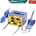 Yihua 882D+ Blower Solder Uap Hot Air Gun 2 IN 1 Soldering Station ORI
