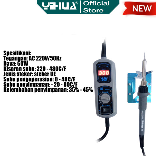 Yihua 908D Solder Station Protable Soldering + Blister Box + Pembersih