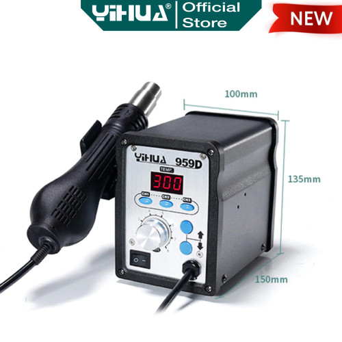 Yihua 959D Blower Solder Uap Hot Air Gun SMD Rework Station Digital OR