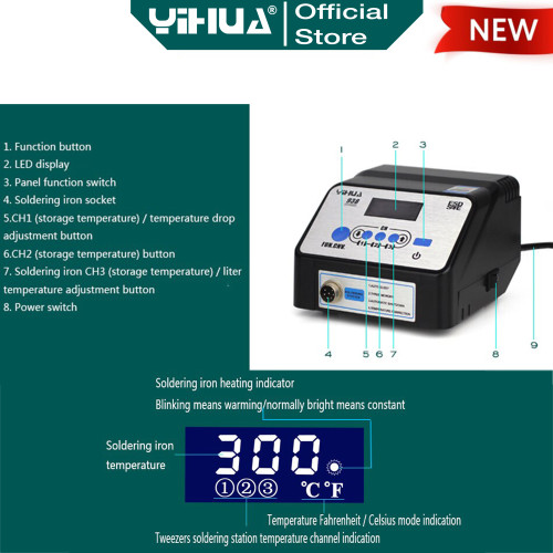 Yihua 938 Solder Station Digital 120W Soldering Iron Protection ESD OR