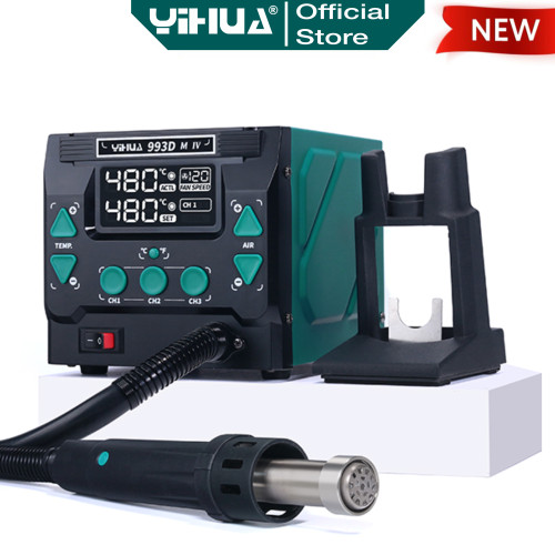 Yihua 993DM-IV Blower Solder Uap Station High Power Hot Air Rework ORI