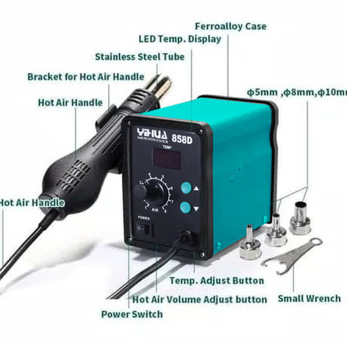Blower Hot Air Solder Uap YIHUA 858D SMD Rework Station 858 D Digital